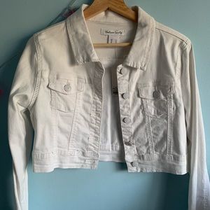 💕streetwear society white crop denimjean jacket💕